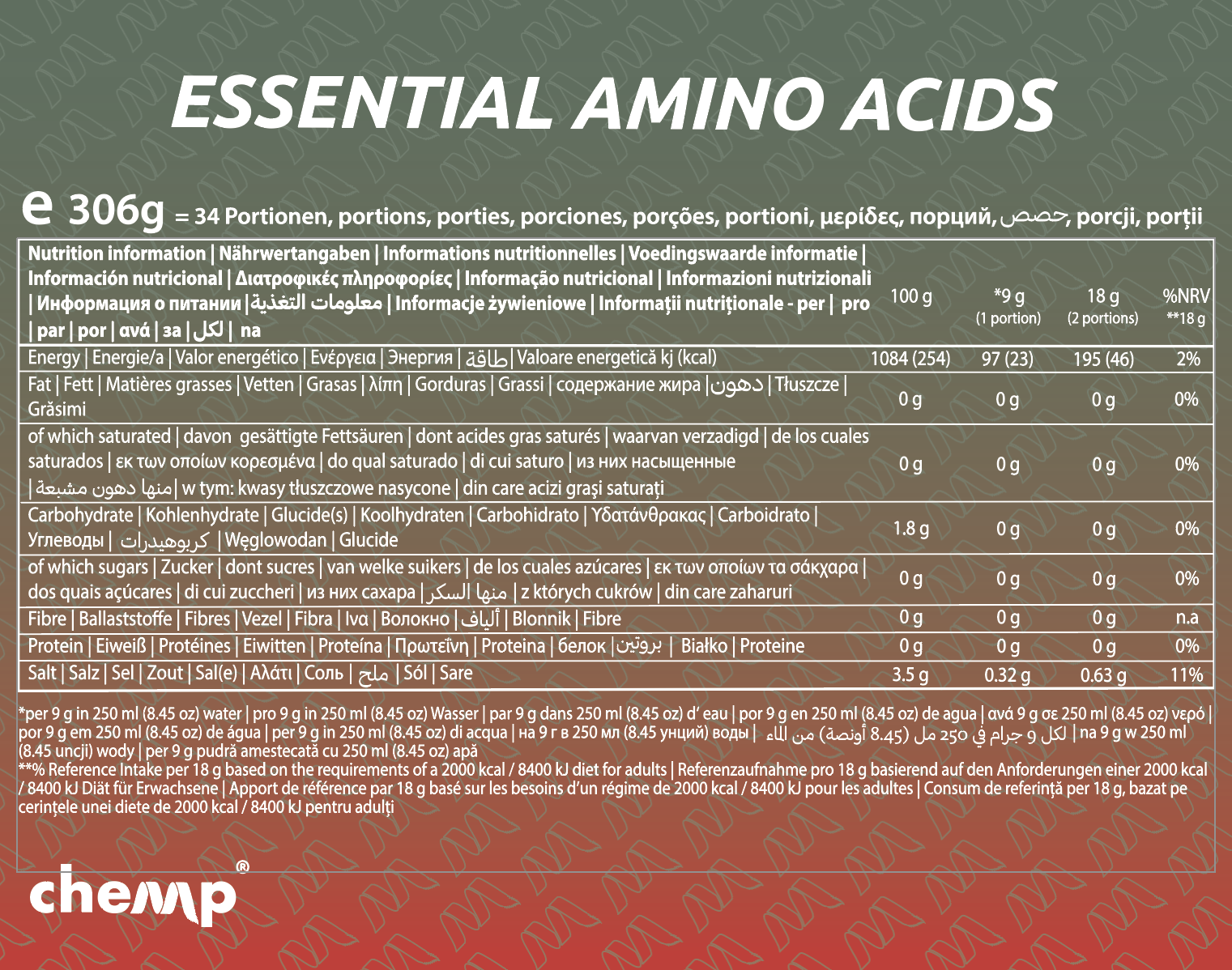 Chemp® Pure EAA+ Electrolytes 306g - Image 2