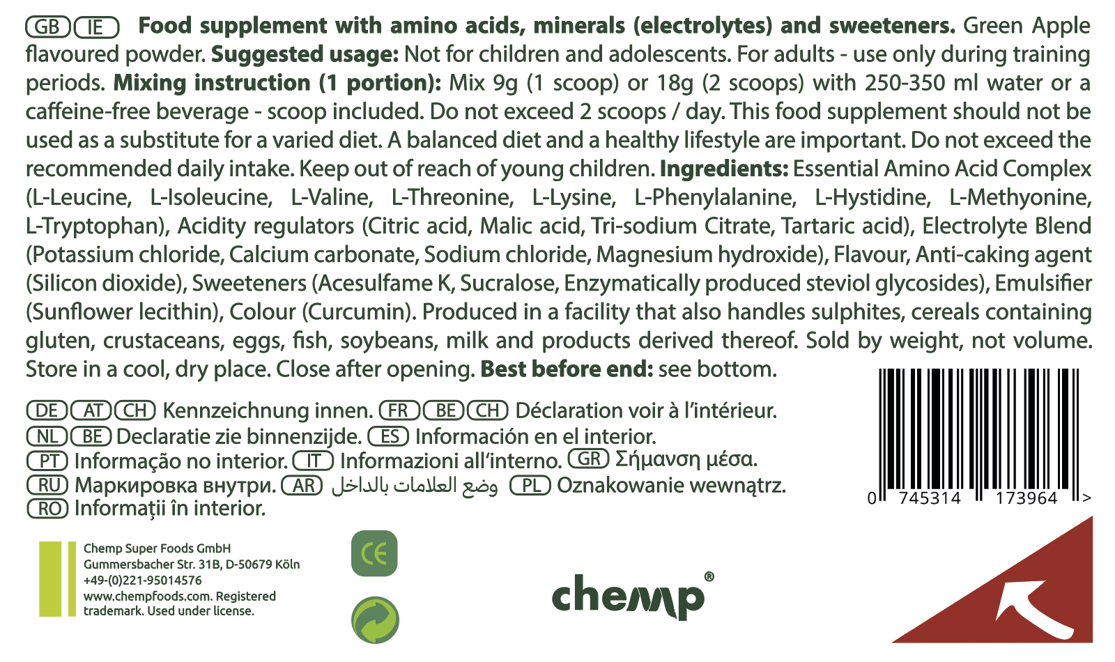 Chemp® Pure EAA+ Electrolytes 306g - Image 4