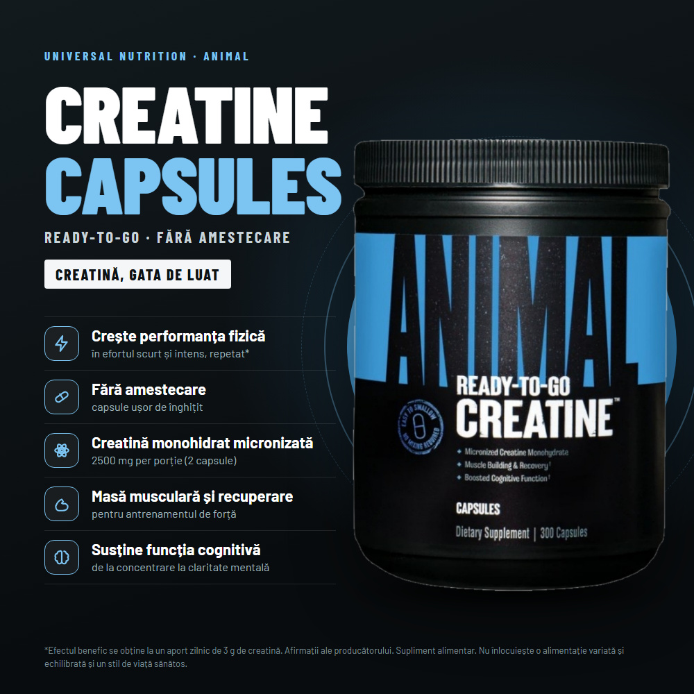 Universal Nutrition Animal Creatine Capsules - 150 serv - imagine 3