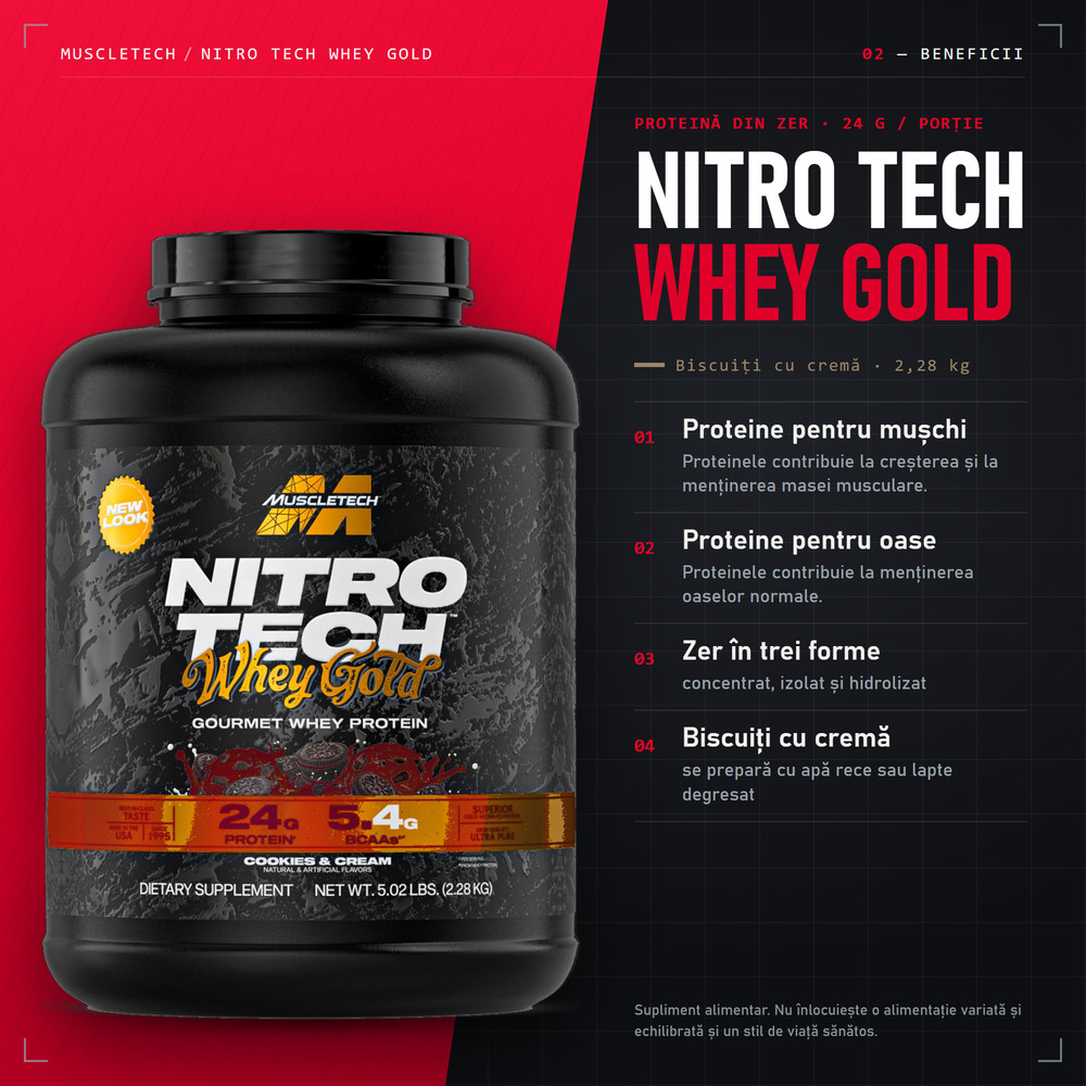MuscleTech Nitro Tech 100% Whey Gold – 2,27kg - Image 2