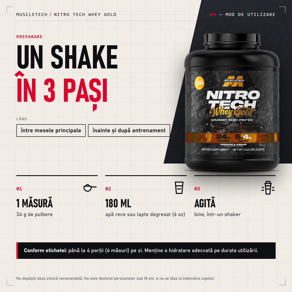 MuscleTech Nitro Tech 100% Whey Gold – 2,27kg - Image 4