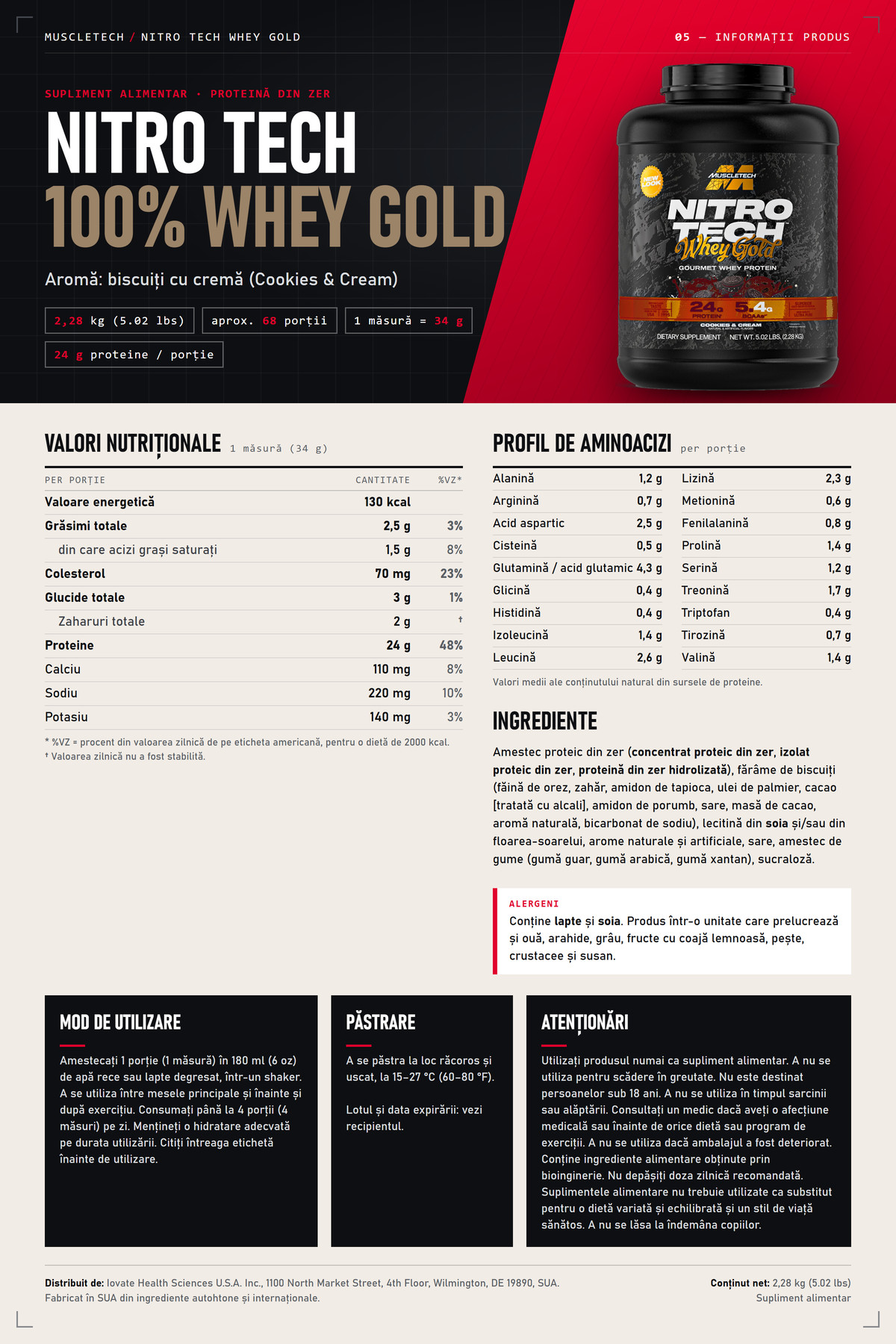 MuscleTech Nitro Tech 100% Whey Gold – 2,27kg - Image 5