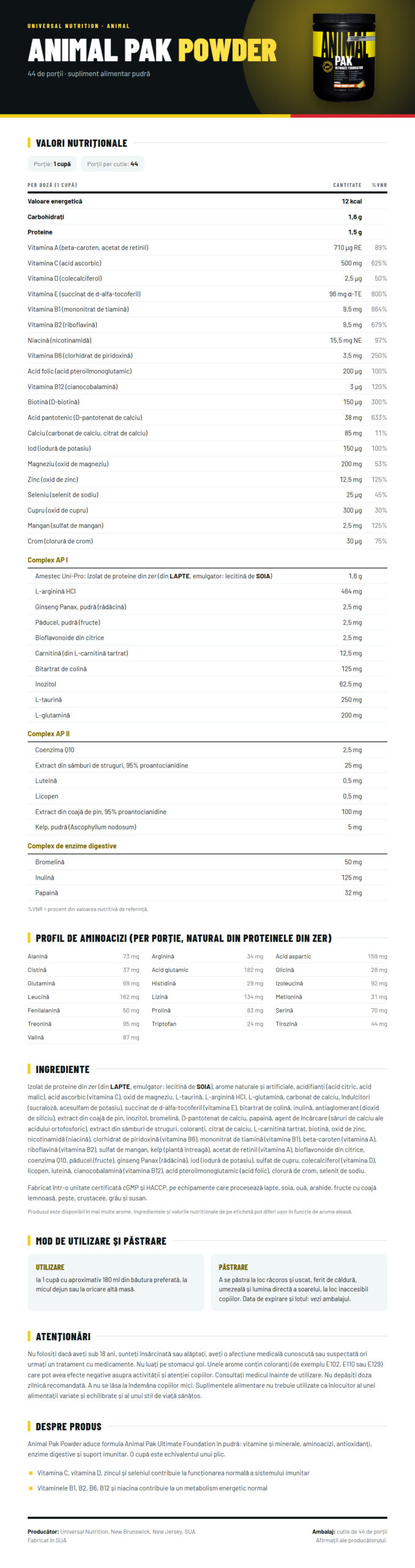 Universal Nutrition Animal Pak Powder - 44 servings - Image 5