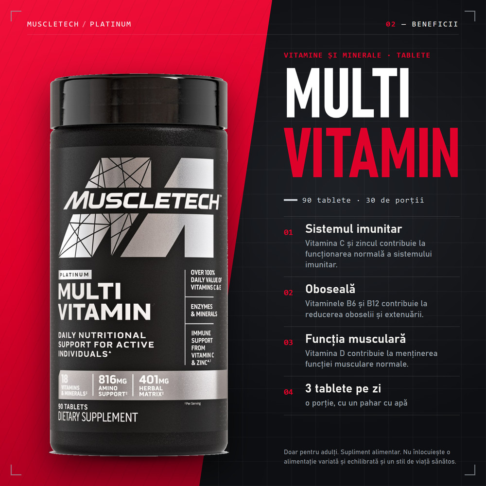 MuscleTech Platinum Multi Vitamin – 90 tablets - Image 2