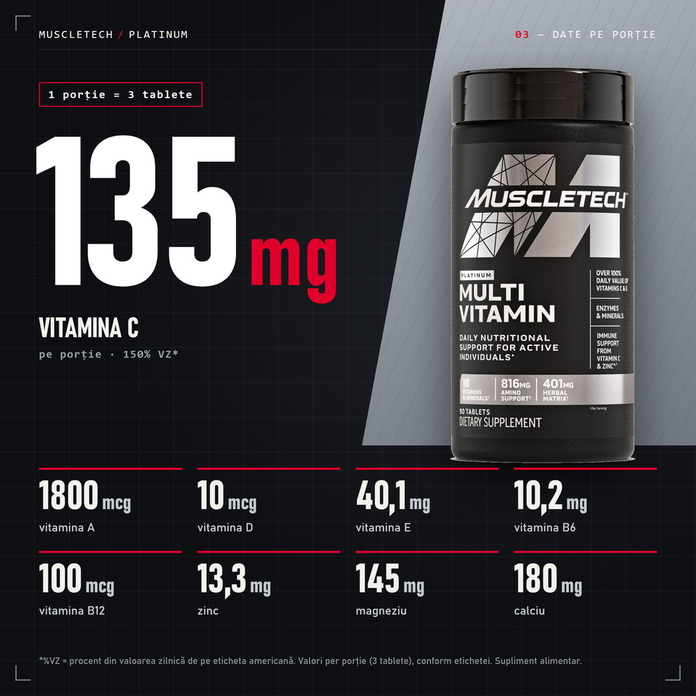 MuscleTech Platinum Multi Vitamin – 90 tablets - Image 3