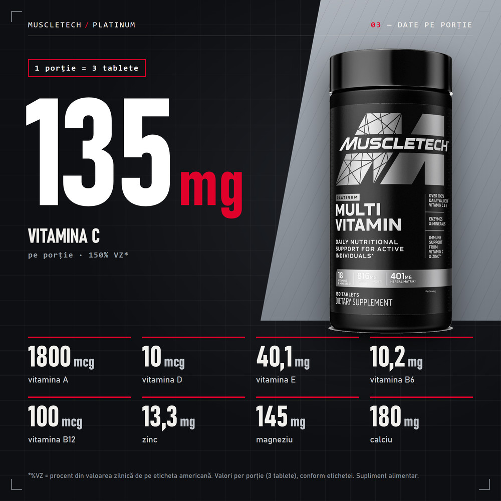 MuscleTech Platinum Multi Vitamin – 180 tablets - Image 3