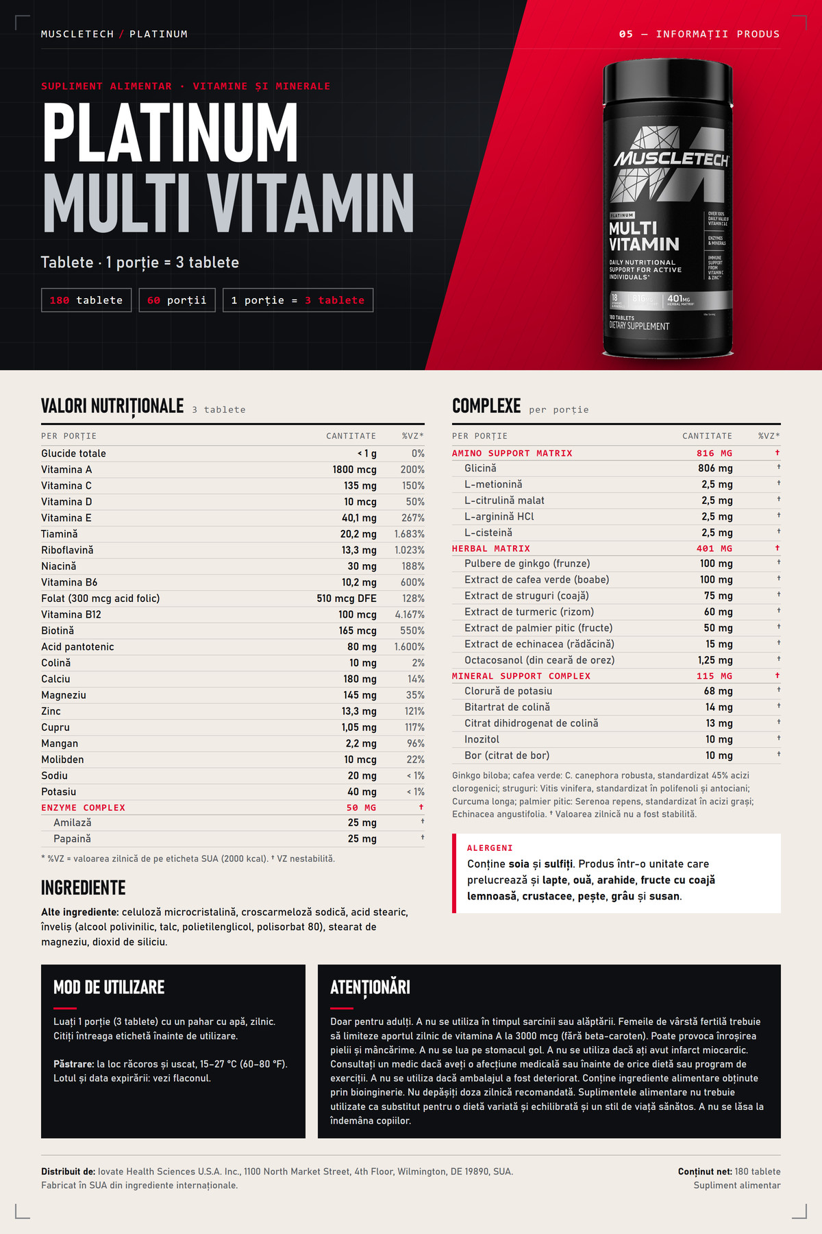 MuscleTech Platinum Multi Vitamin – 180 tablets - Image 5